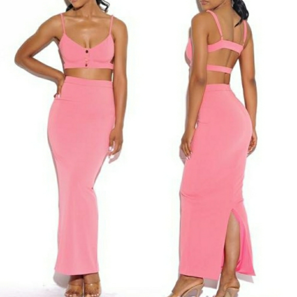 Crop top and maxi skirt set